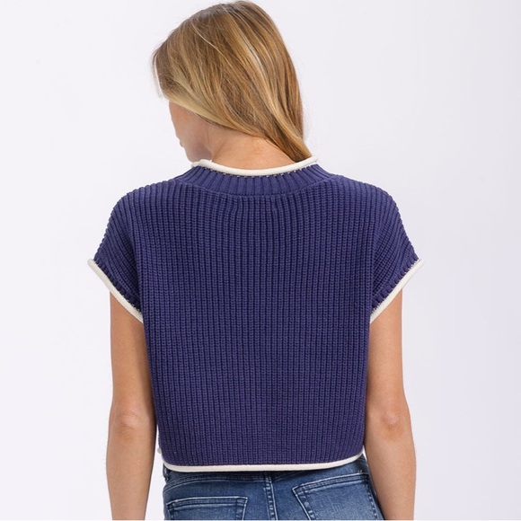 NEW day & moon Navy Blue Sleeveless Knit Top with Flag Design!! SZ:: MED - Picture 4 of 4